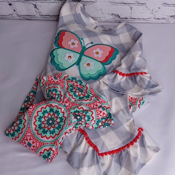 'RARE EDITIONS' TOP & PANTS BUTTERFLY SET - Picture 15 of 15